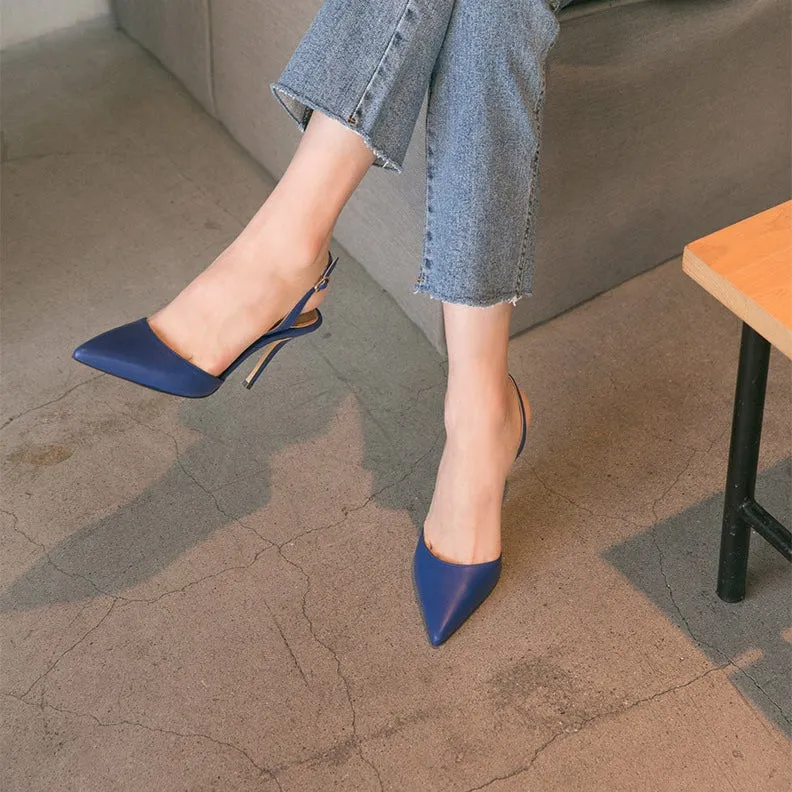 Pointed closed toe slingback stiletto heels elegant summer heels
