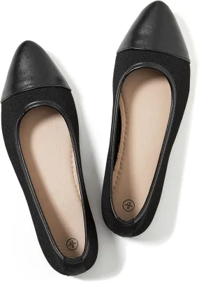 POVOGER Women's Pointed Toe Flats Womens Dressy Ballet Flats Foldable Low Heel Dress Shoes Comfortable