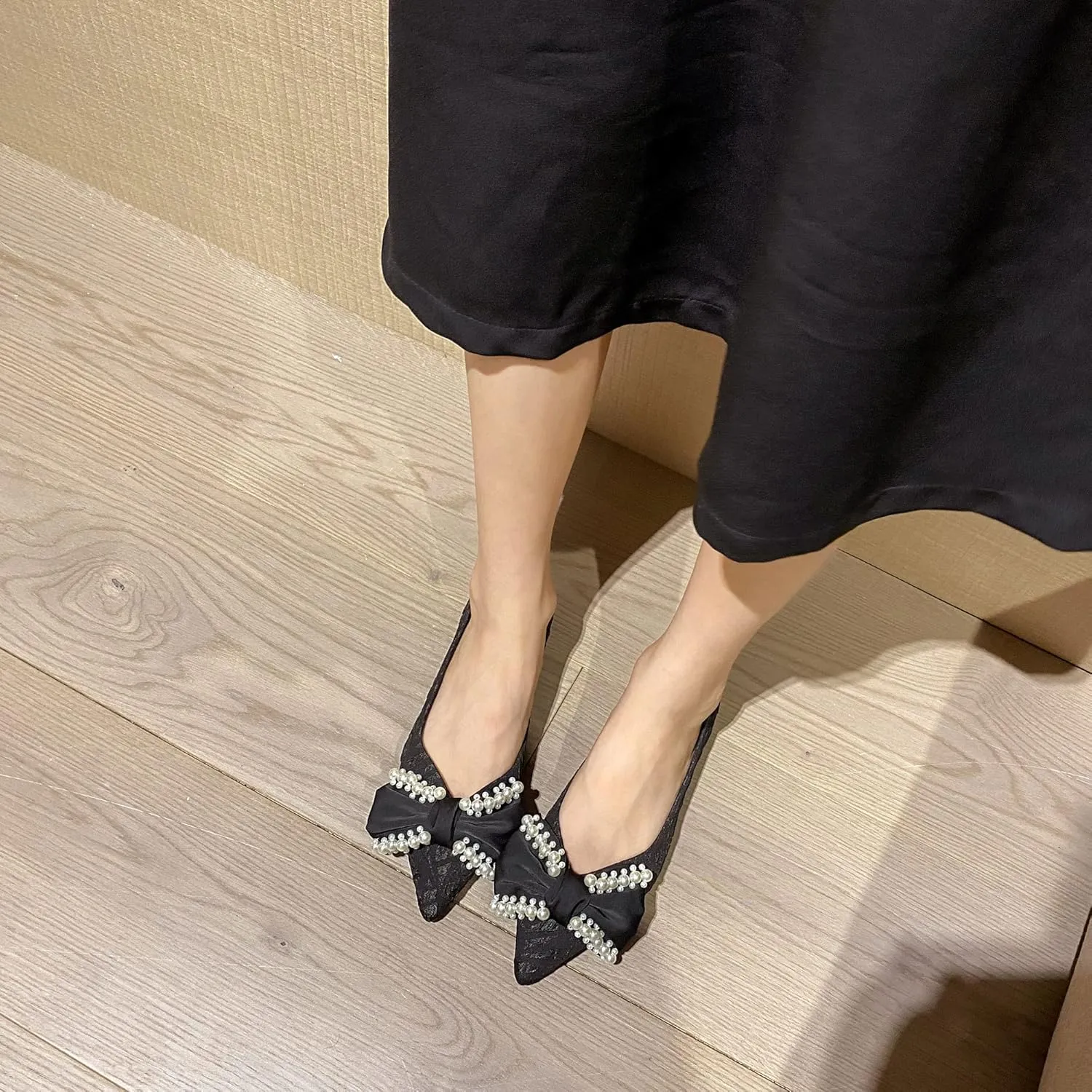 SAILING LU Dressy Shoes for Women Pointed Toe Bowknot Ballet Flats Comfortable Light Weight Slip on Walking Loafers