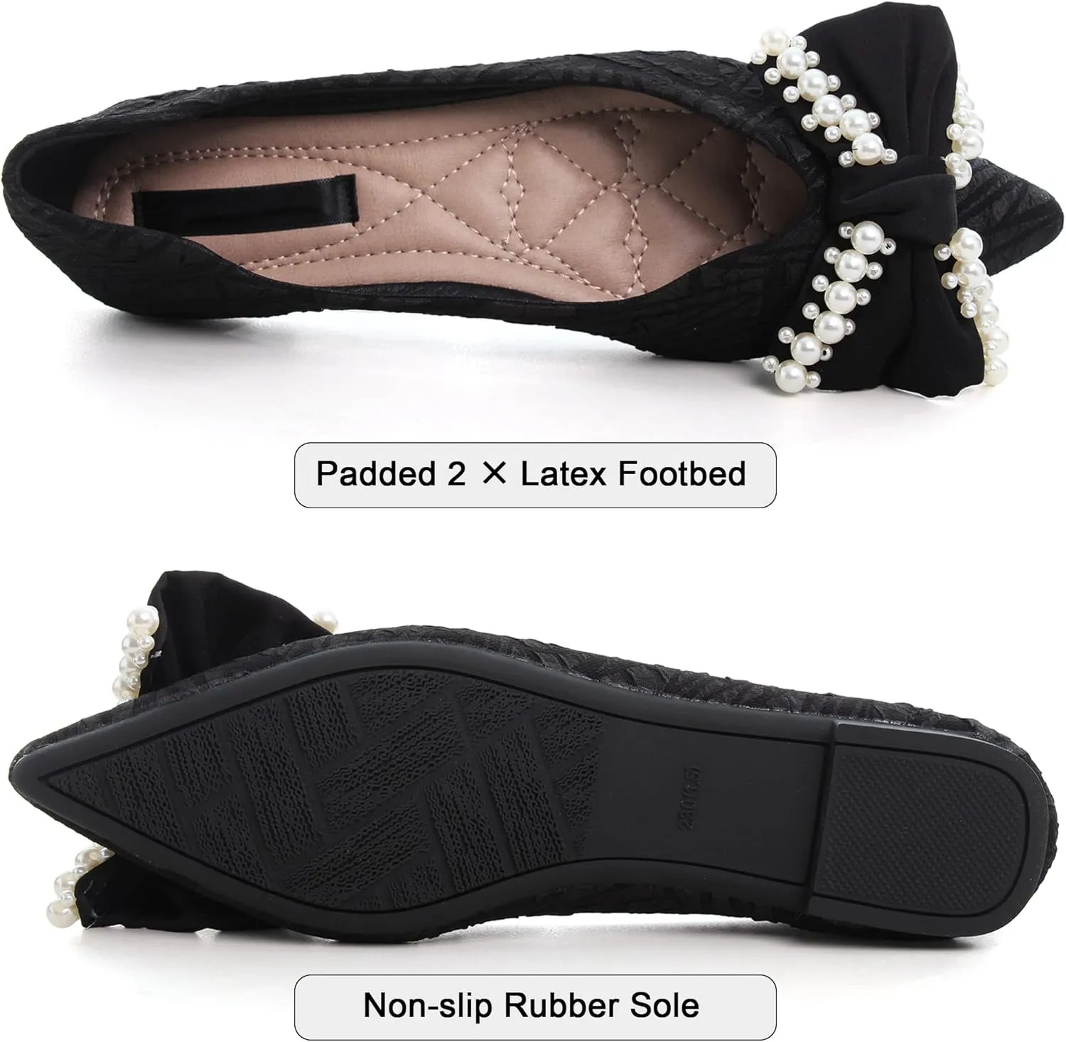 SAILING LU Dressy Shoes for Women Pointed Toe Bowknot Ballet Flats Comfortable Light Weight Slip on Walking Loafers