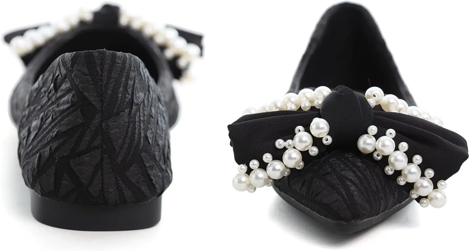 SAILING LU Dressy Shoes for Women Pointed Toe Bowknot Ballet Flats Comfortable Light Weight Slip on Walking Loafers