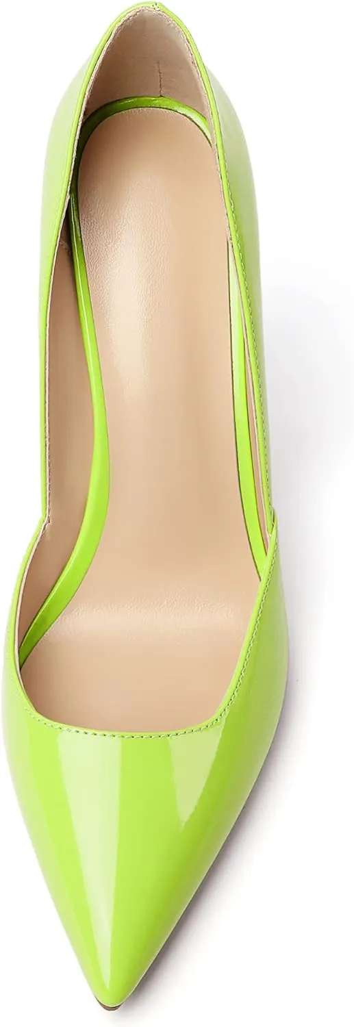 SAMMITOP Women's D'Orsay Slip On High Heels Elegant Pointy Toe Stilettos Pumps 4Inches Office Ladies Shoes