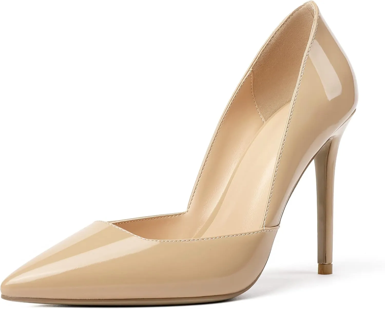 SAMMITOP Women's D'Orsay Slip On High Heels Elegant Pointy Toe Stilettos Pumps 4Inches Office Ladies Shoes