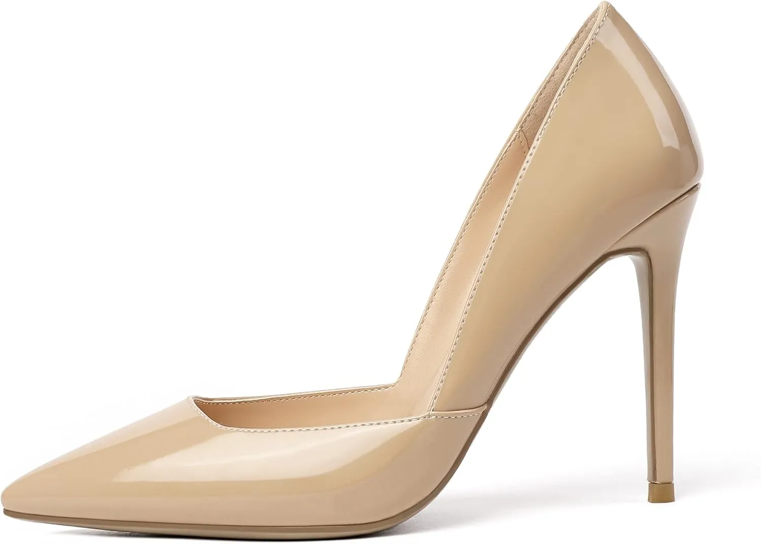 SAMMITOP Women's D'Orsay Slip On High Heels Elegant Pointy Toe Stilettos Pumps 4Inches Office Ladies Shoes