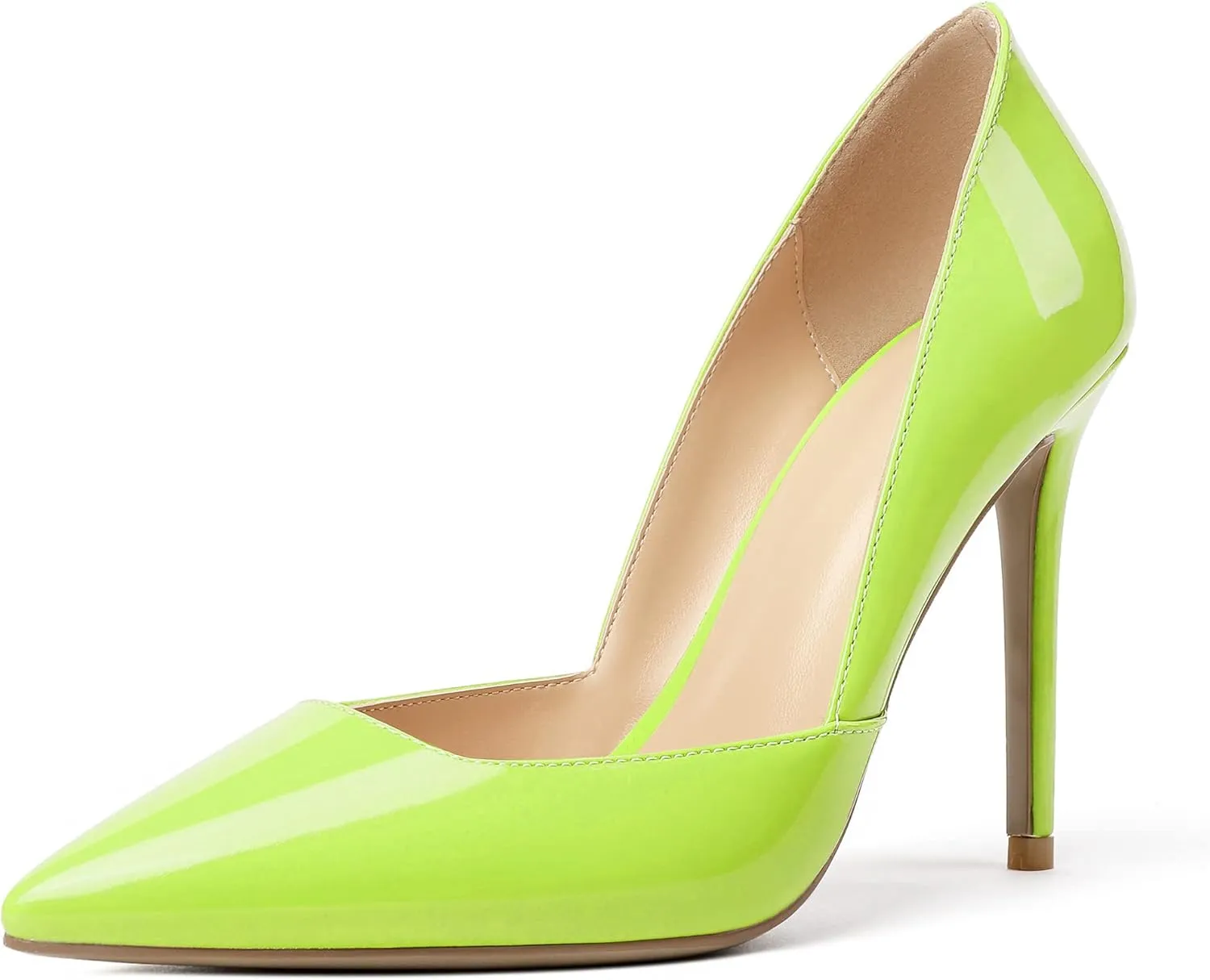SAMMITOP Women's D'Orsay Slip On High Heels Elegant Pointy Toe Stilettos Pumps 4Inches Office Ladies Shoes