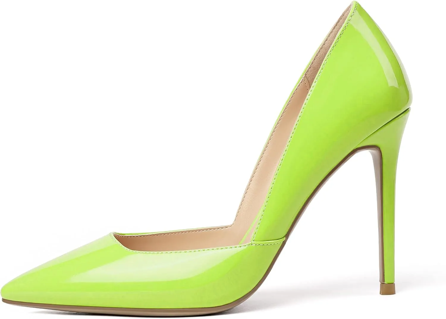 SAMMITOP Women's D'Orsay Slip On High Heels Elegant Pointy Toe Stilettos Pumps 4Inches Office Ladies Shoes