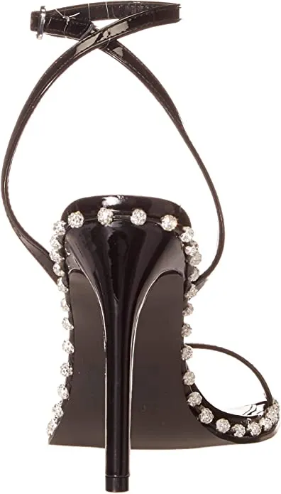 Steve Madden Zelle Black Multi Rhinestone High Heeled Two Piece Sandals