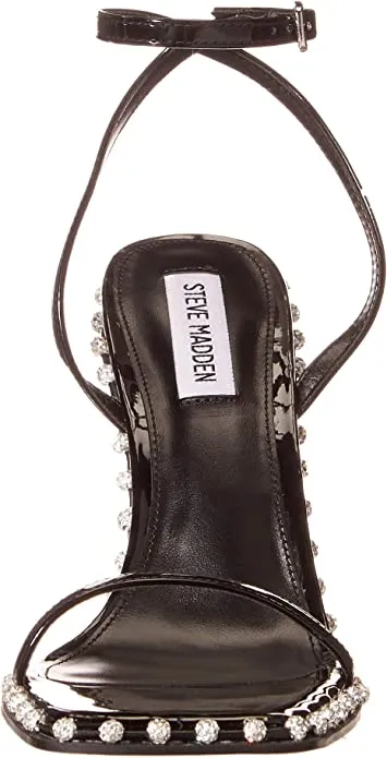 Steve Madden Zelle Black Multi Rhinestone High Heeled Two Piece Sandals