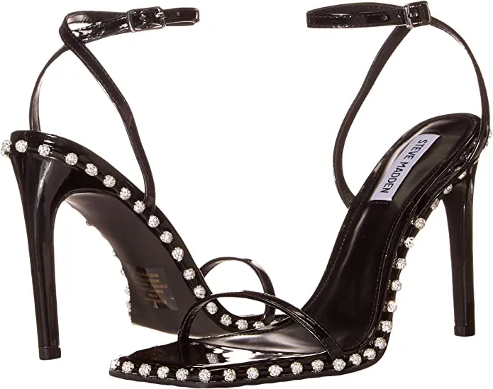 Steve Madden Zelle Black Multi Rhinestone High Heeled Two Piece Sandals