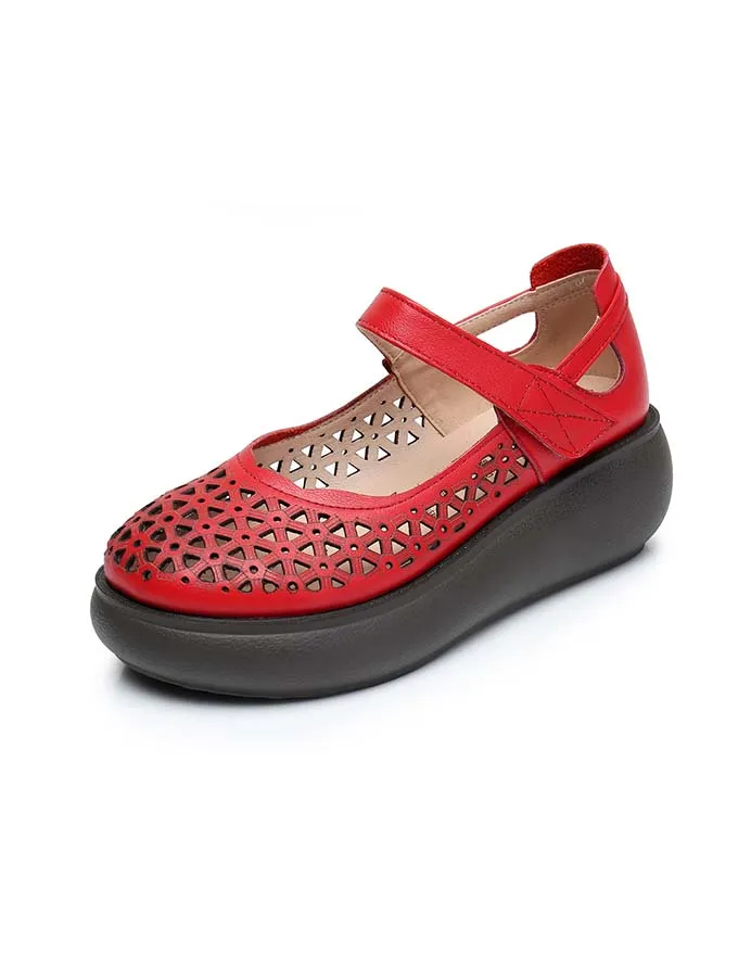 Summer Large Size Hollow Retro Wedge Sandals