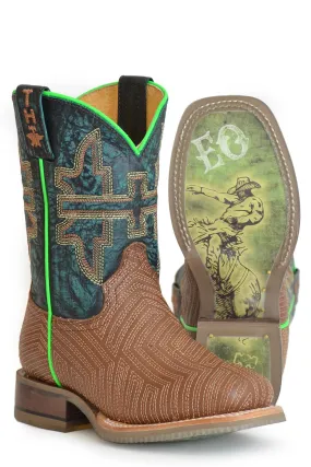 Tin Haul Boys Kids Tan Leather Rowdy Vintage Rodeo Cowboy Boots
