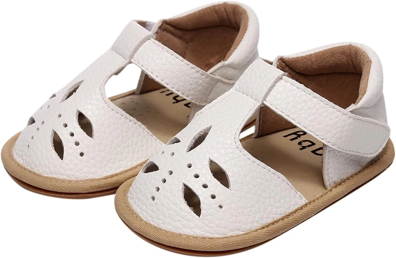 Toddler Cotton Leather Wide Sandals Flat Trendy Summer Shoes Baby Boys Girls Ankle Closed Toe Slip On Sandals Light