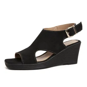 Trendy Wedge Platform Suede Sandal Shoes