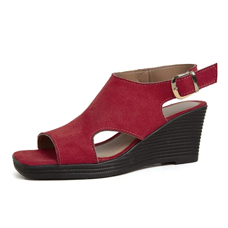 Trendy Wedge Platform Suede Sandal Shoes
