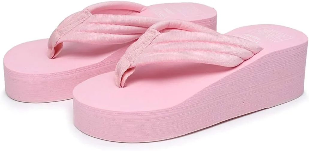 VOKLIN Women's High Heel Wedge Flipflops Sandals Platform Slip On Nonslip Casual Summer Beach Thong Sandal