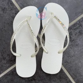 White Thin Strap embellished Havaianas - 1 Row *