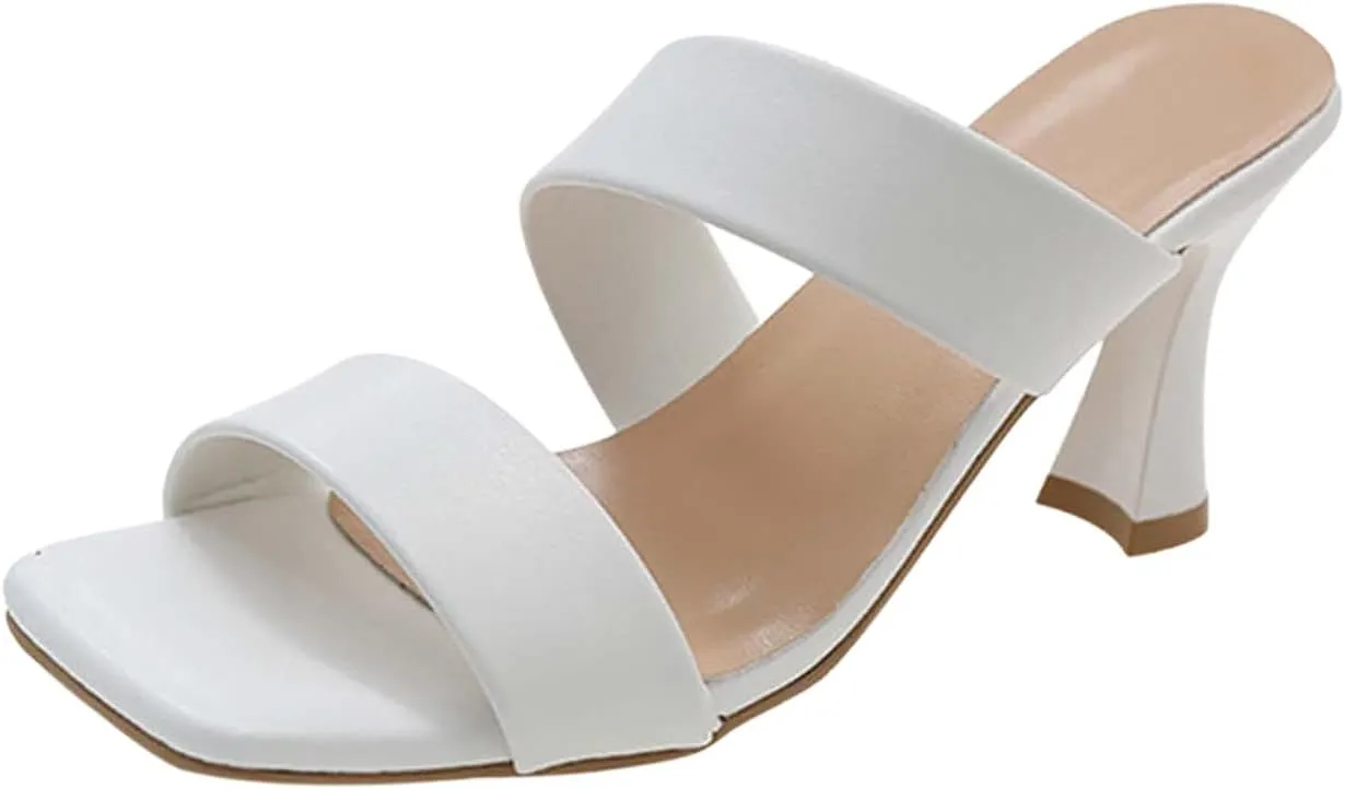 Wide Sandals for Women Square Toe Low Heel Sandal Classic Trendy Cute Y2K Vacation Fashion Shoes for Dressy