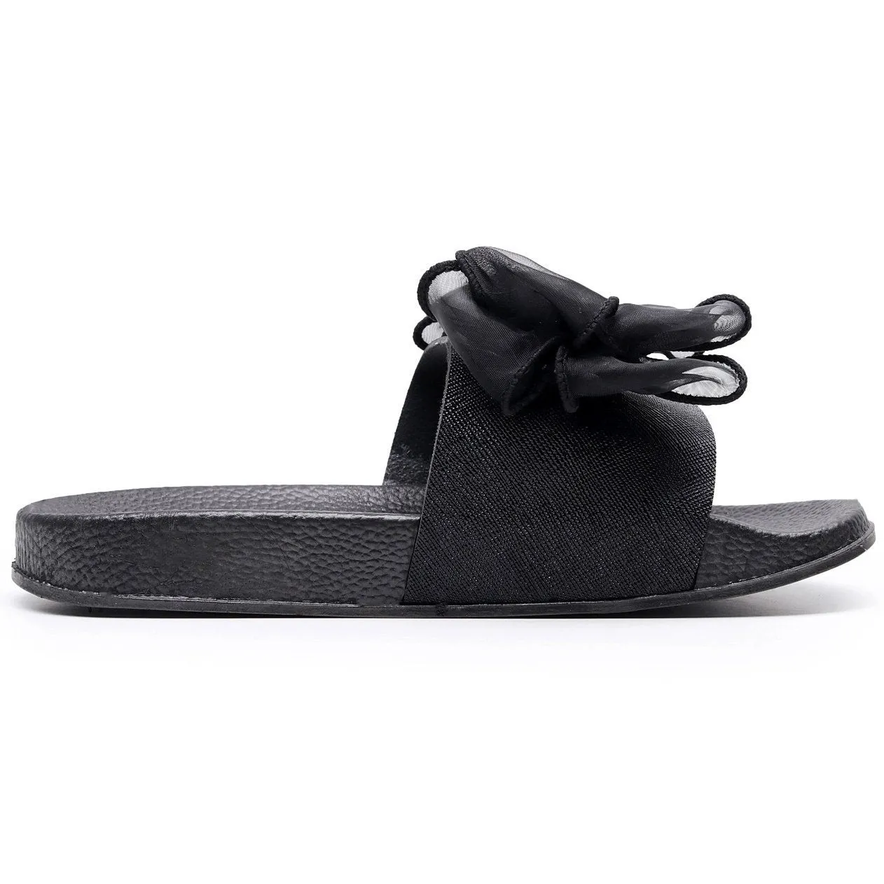 Women rhinestone bowknot strap peep toe slide slippers
