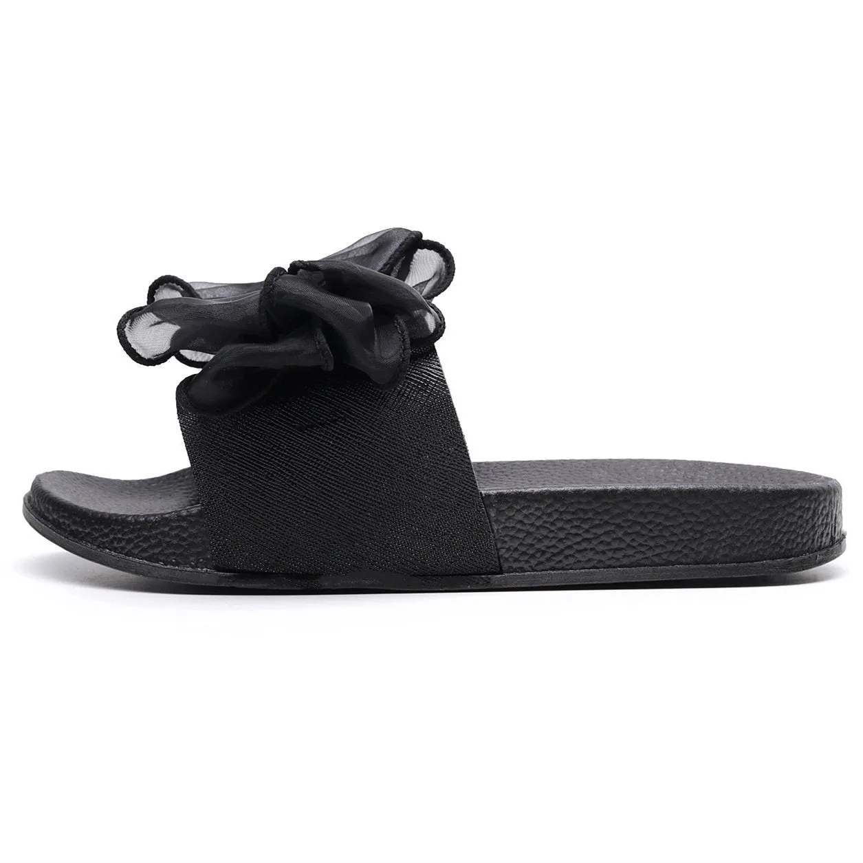 Women rhinestone bowknot strap peep toe slide slippers
