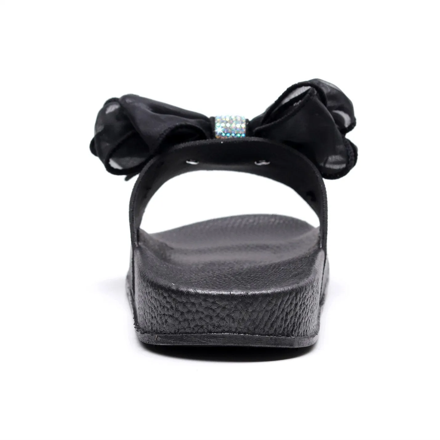 Women rhinestone bowknot strap peep toe slide slippers