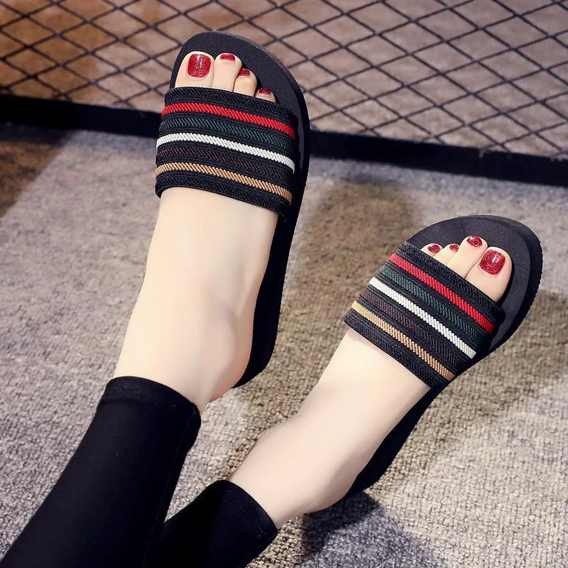Women summer beach casual one strap slide platform sandals
