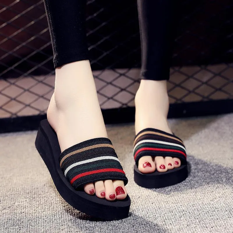 Women summer beach casual one strap slide platform sandals