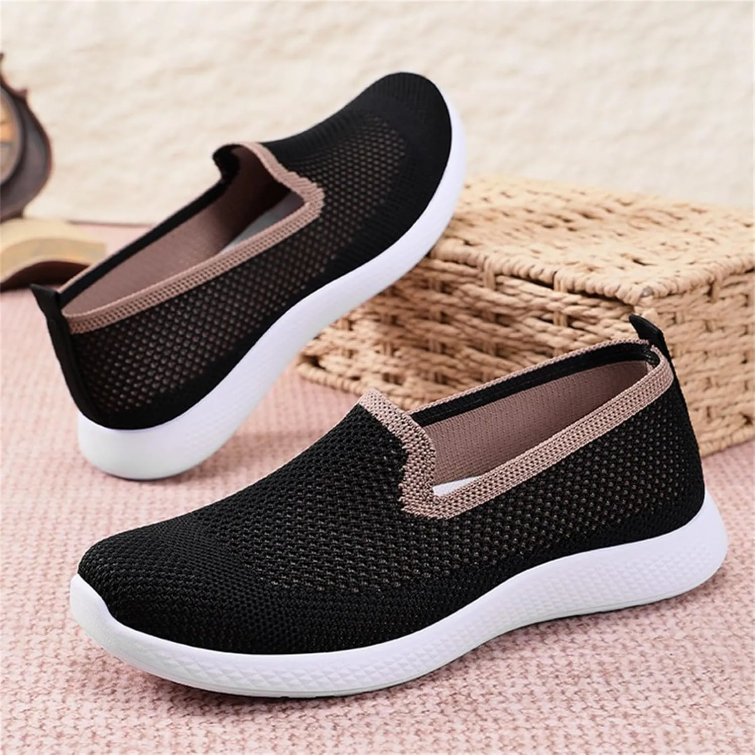 Women's Breathable Mesh Orthopedic Sneakers Comfortable Fashion Non-Slip Walking Shoes Casual Soft Sole Slip-on Loafers Tennis Shoes
