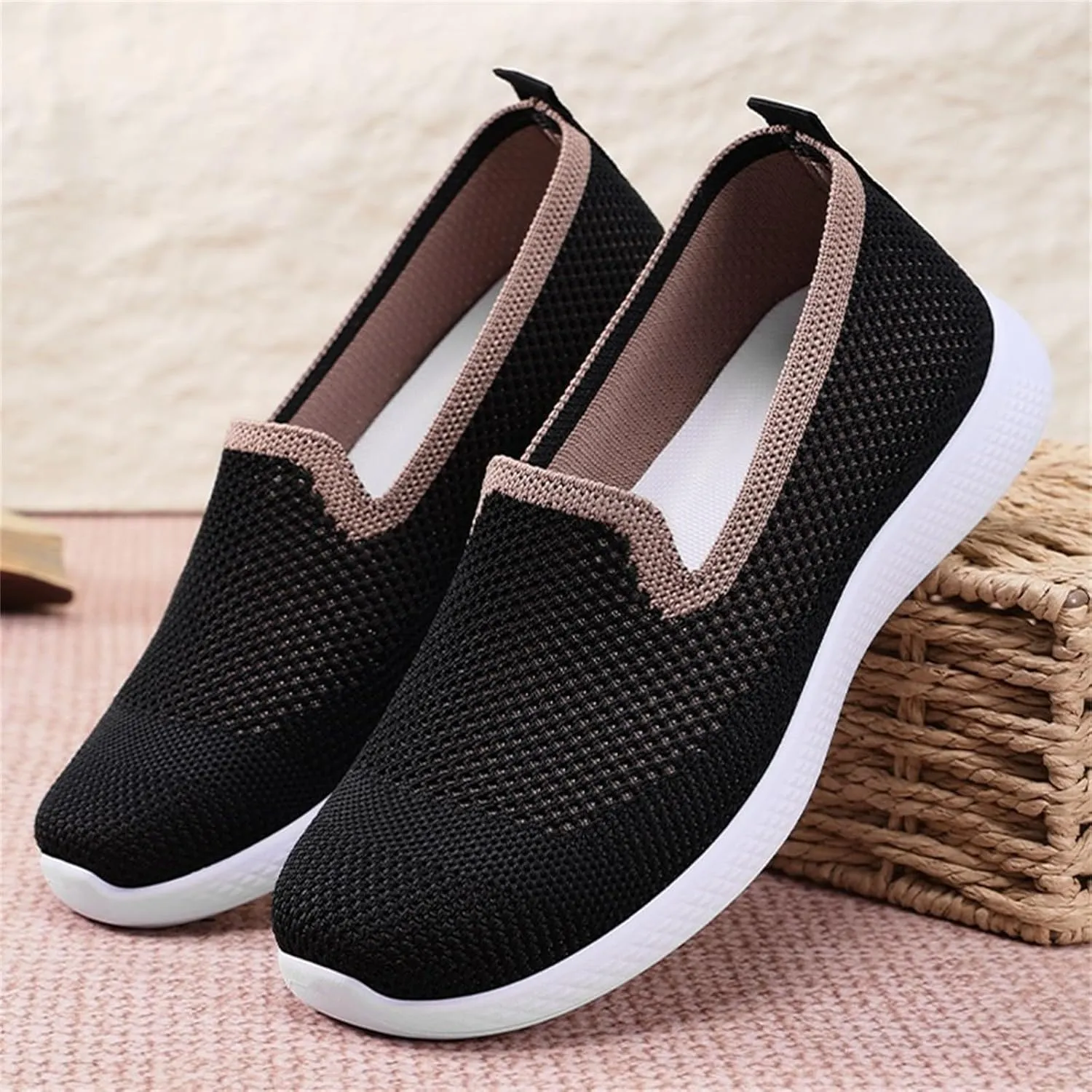 Women's Breathable Mesh Orthopedic Sneakers Comfortable Fashion Non-Slip Walking Shoes Casual Soft Sole Slip-on Loafers Tennis Shoes
