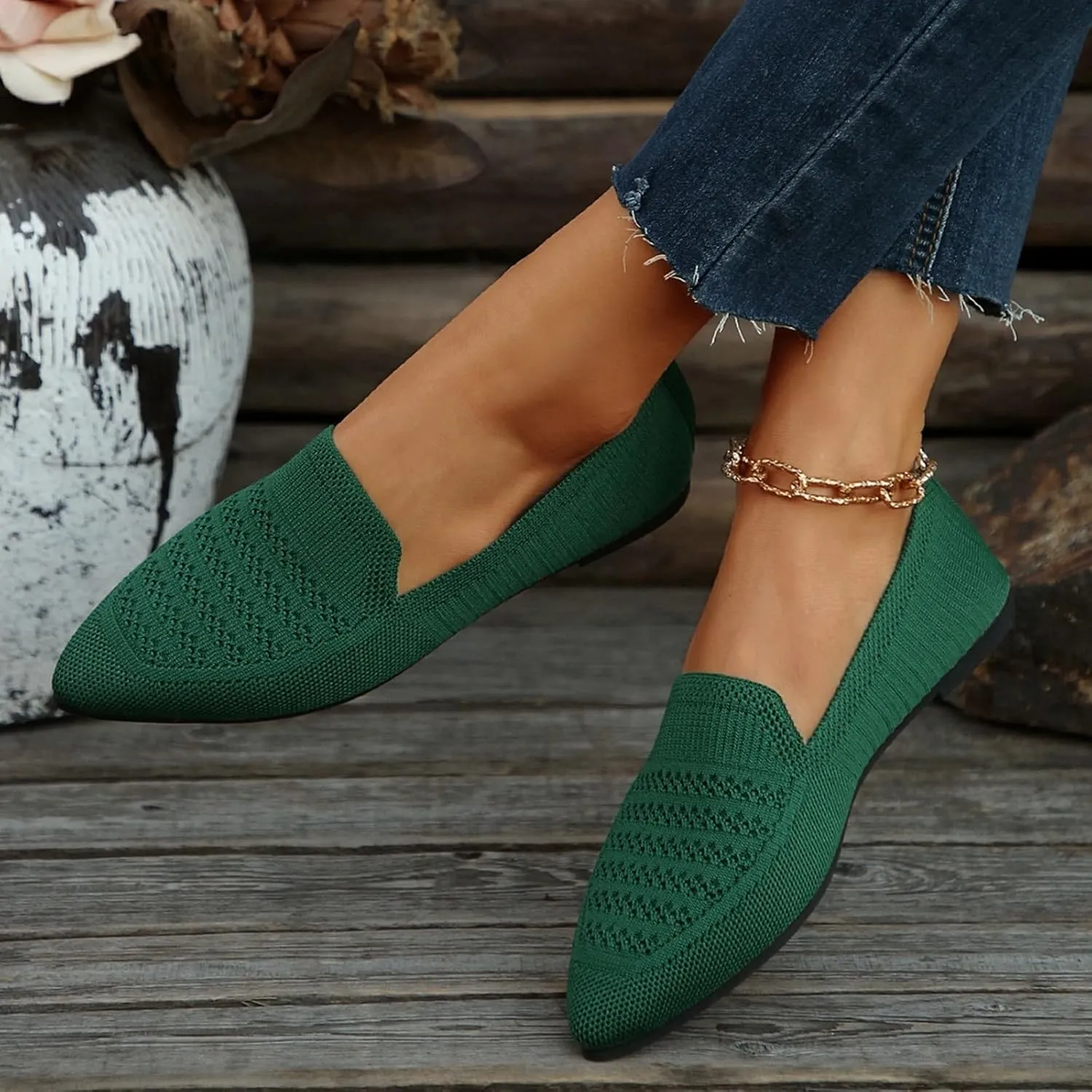 Women's Casual Flat Shoes Summer Slip On Work Shoes Comfortable Mesh Breathable Sneakers Soft Wide Width Dress Sneakers