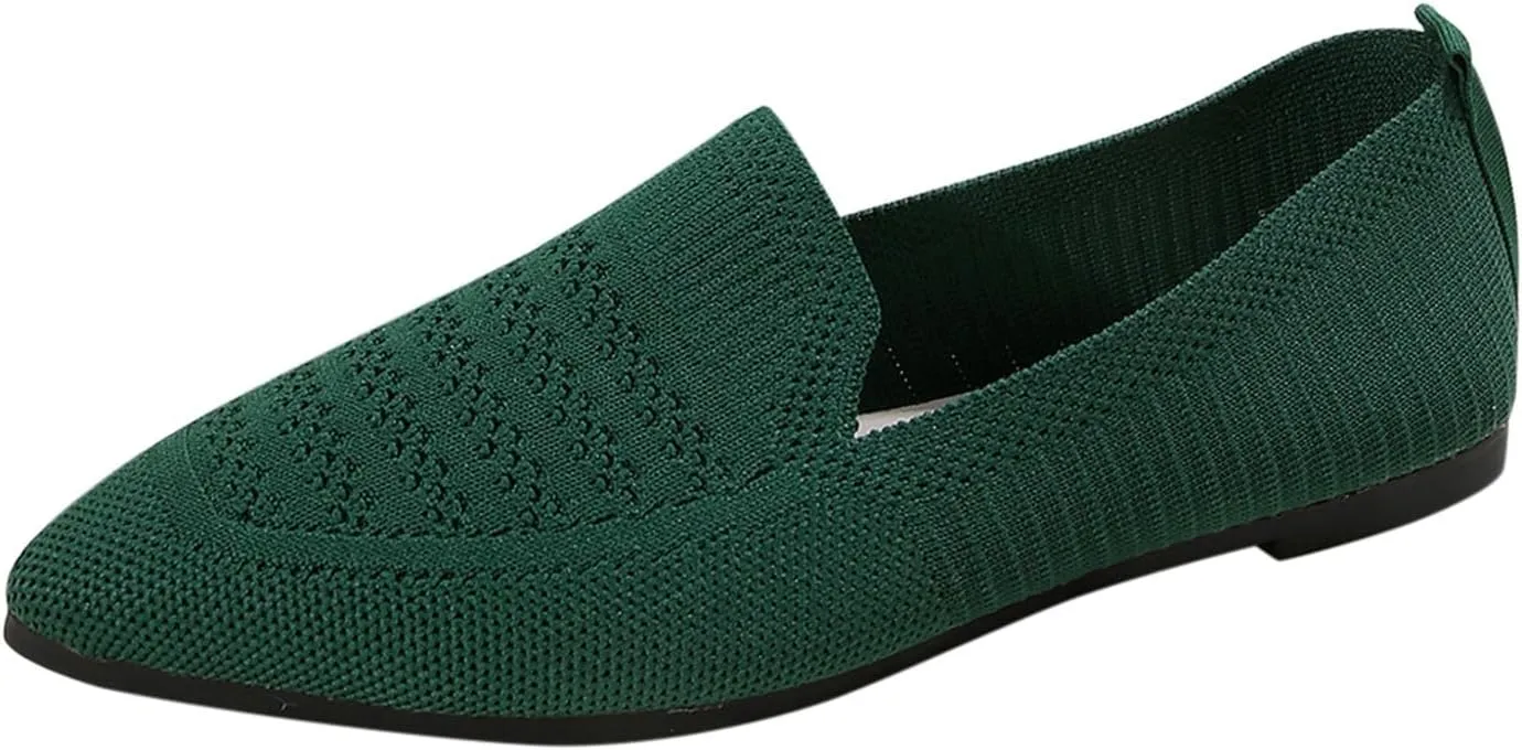 Women's Casual Flat Shoes Summer Slip On Work Shoes Comfortable Mesh Breathable Sneakers Soft Wide Width Dress Sneakers
