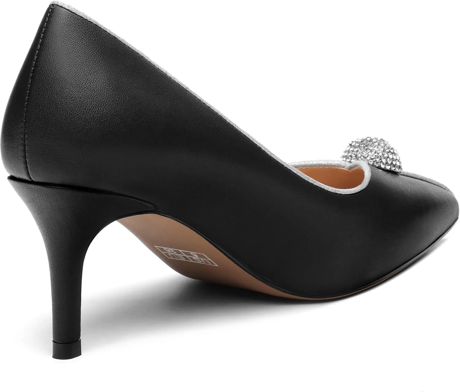 Women's Pointed Toe Heels for Women Stiletto Kitten Heel Slip-on Patent Pumps Elegant Dress Party Wedding Rhinestones Shoes 2.5 inch