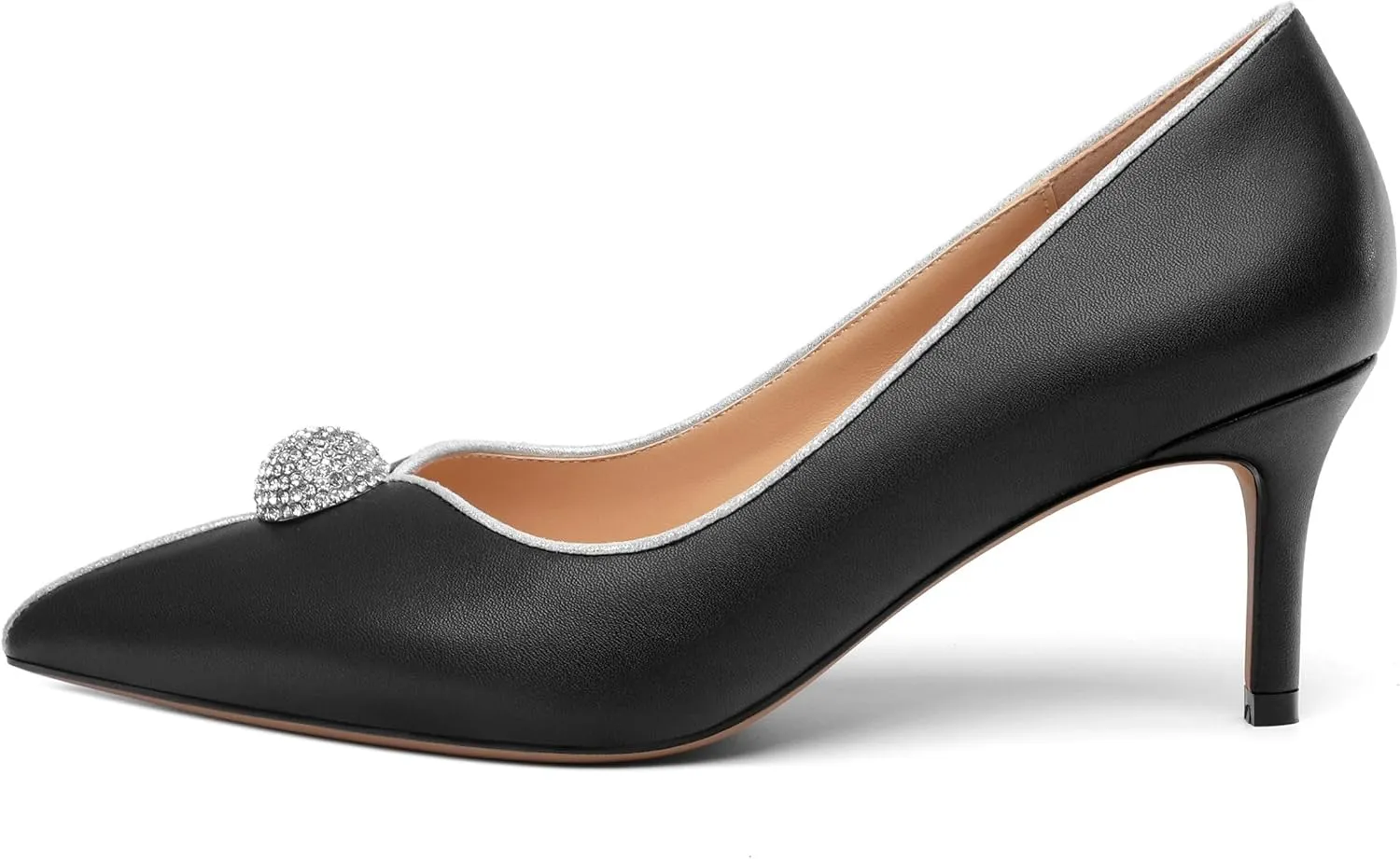 Women's Pointed Toe Heels for Women Stiletto Kitten Heel Slip-on Patent Pumps Elegant Dress Party Wedding Rhinestones Shoes 2.5 inch