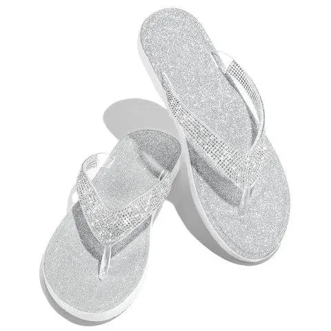 Women's rhinestone glitter flip flop sandals for beach