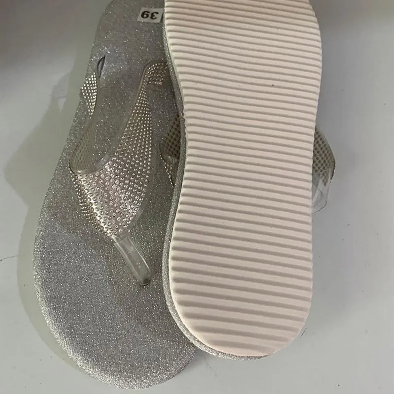 Women's rhinestone glitter flip flop sandals for beach