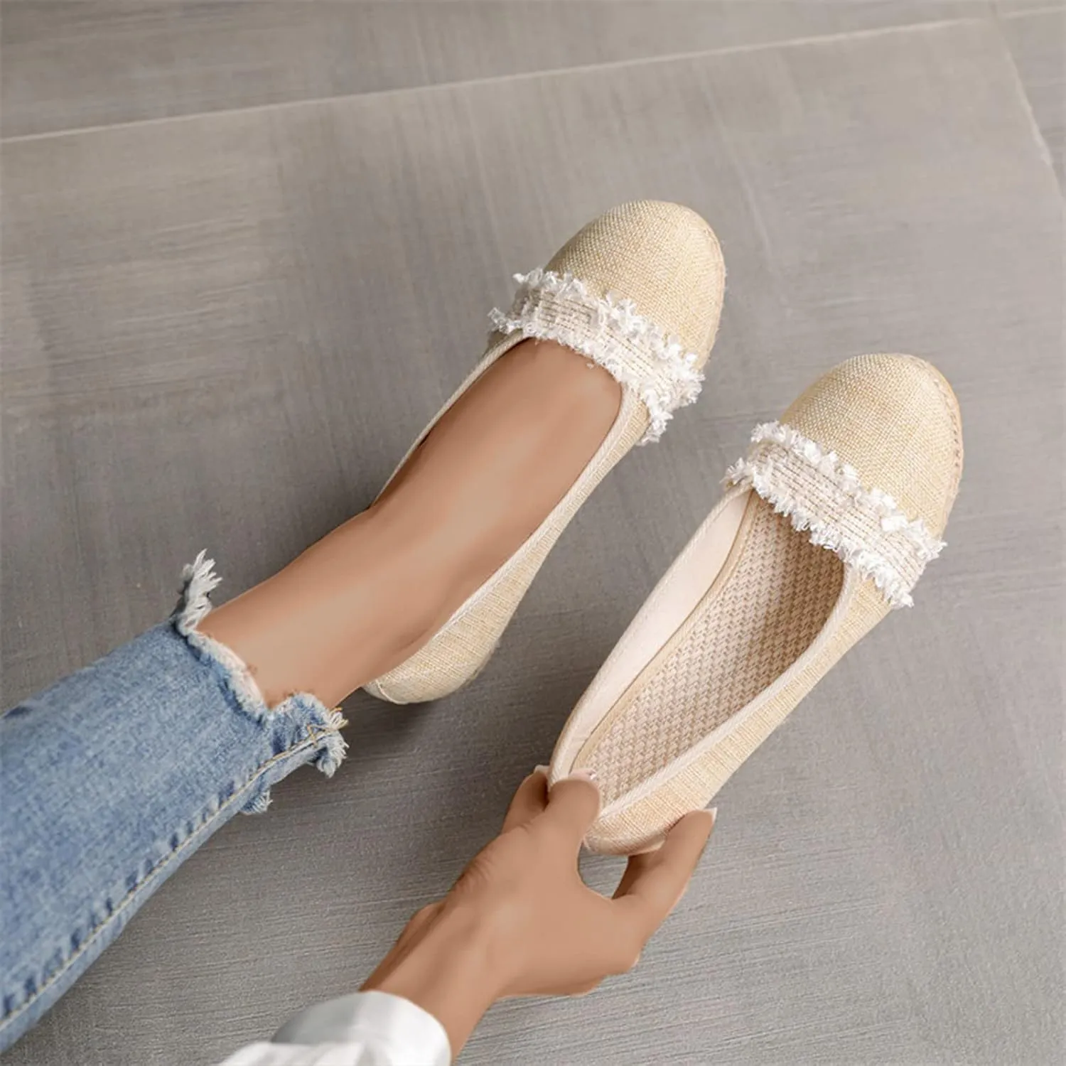 Women's Solid Pump Wedge Sandals Platform Rubber Sole Summer Shoe Closed Toe Trendy Elegant Sandal Braided Shoes