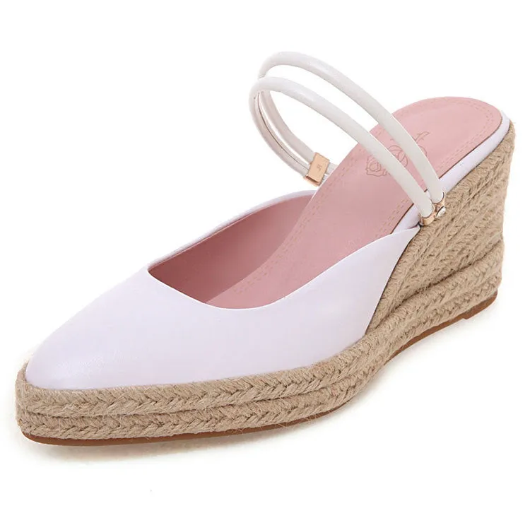 Women's summer espadrille wedge slides Backless closed toe slip on espadrilles