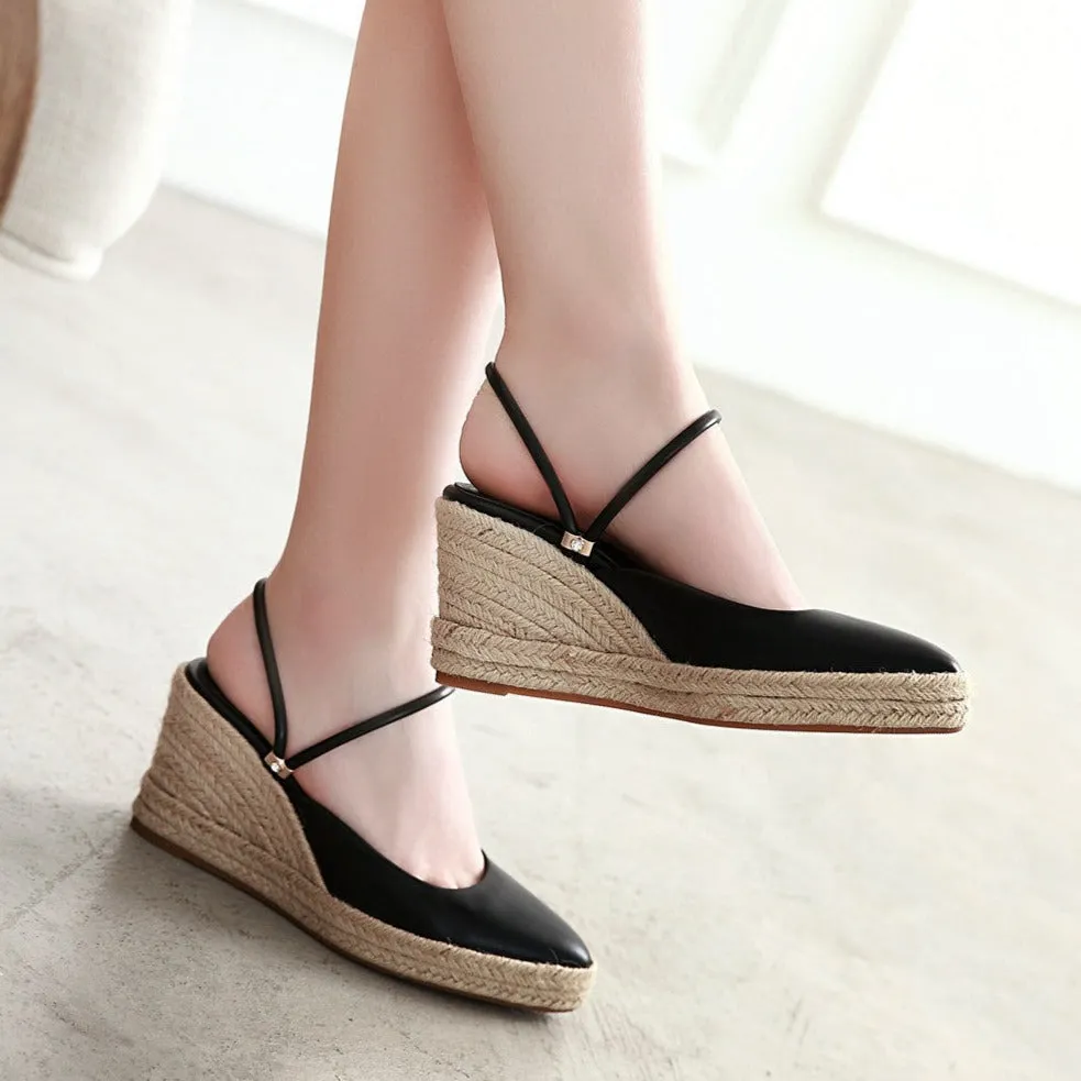 Women's summer espadrille wedge slides Backless closed toe slip on espadrilles
