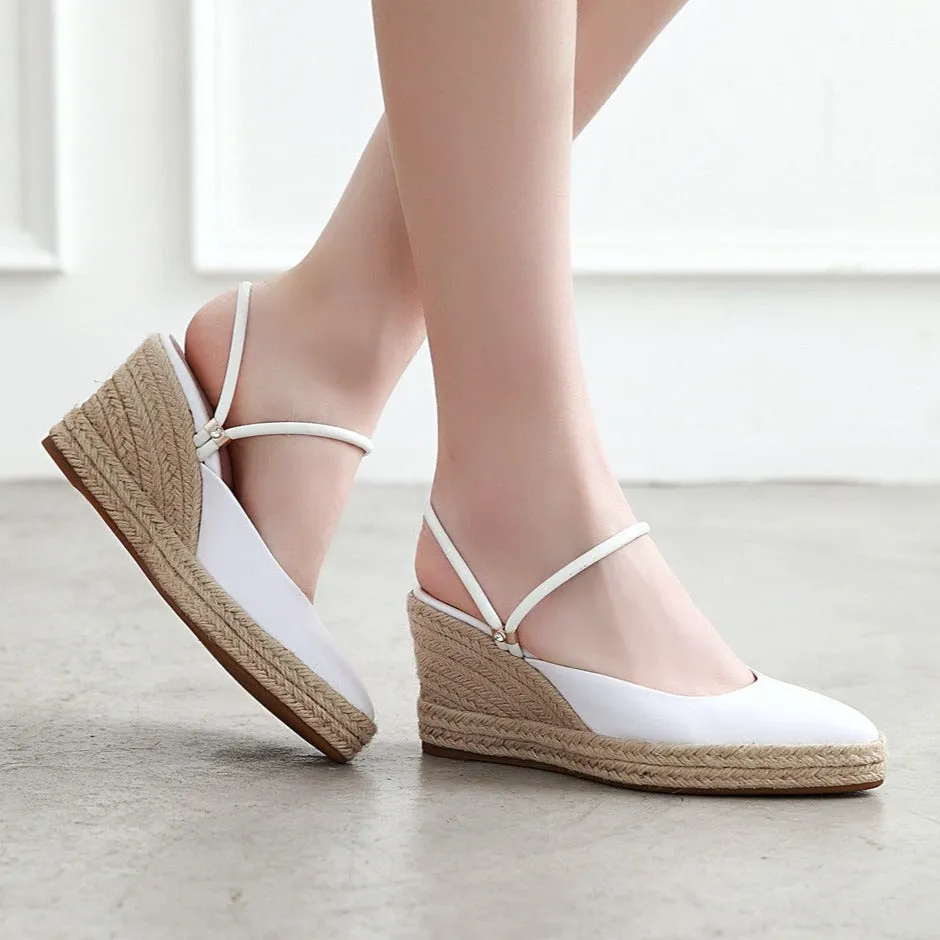 Women's summer espadrille wedge slides Backless closed toe slip on espadrilles
