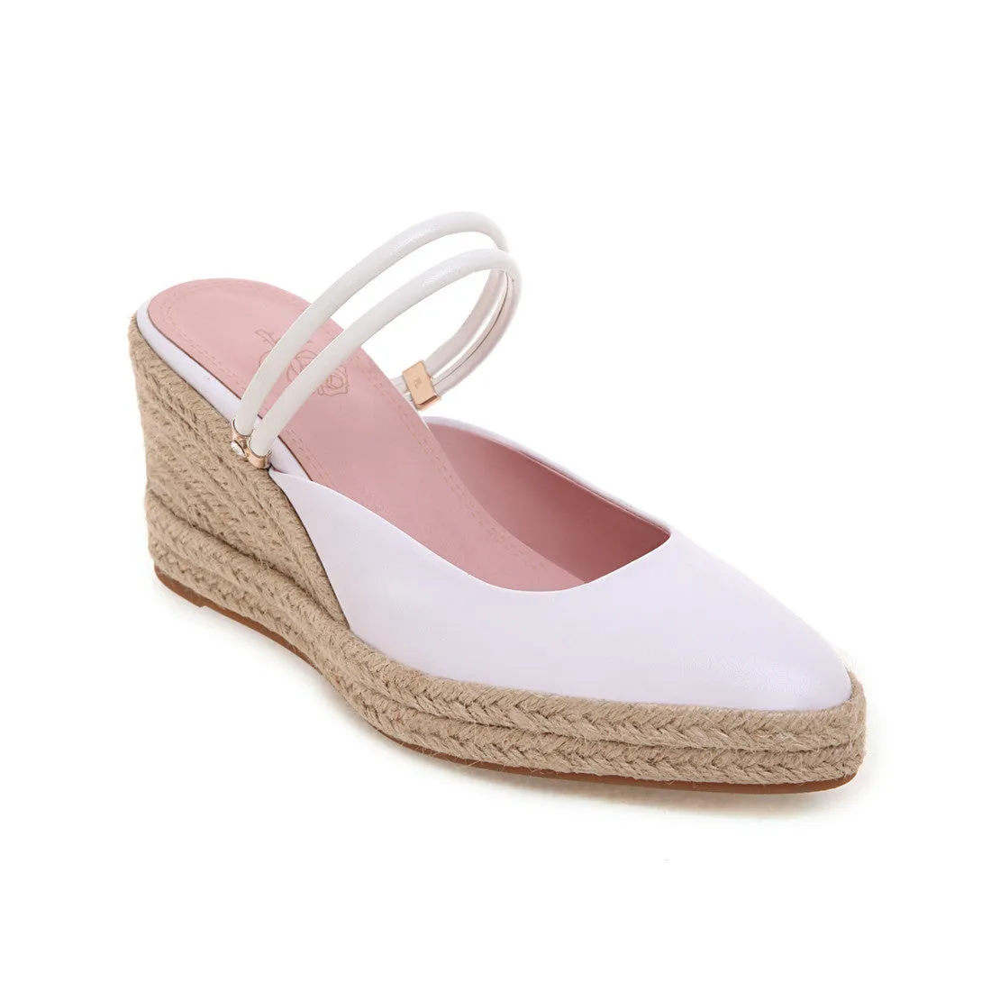 Women's summer espadrille wedge slides Backless closed toe slip on espadrilles