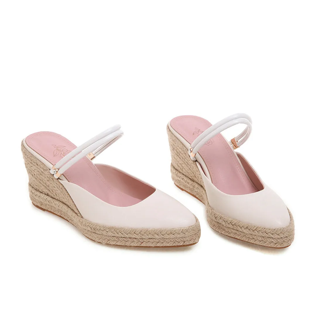 Women's summer espadrille wedge slides Backless closed toe slip on espadrilles