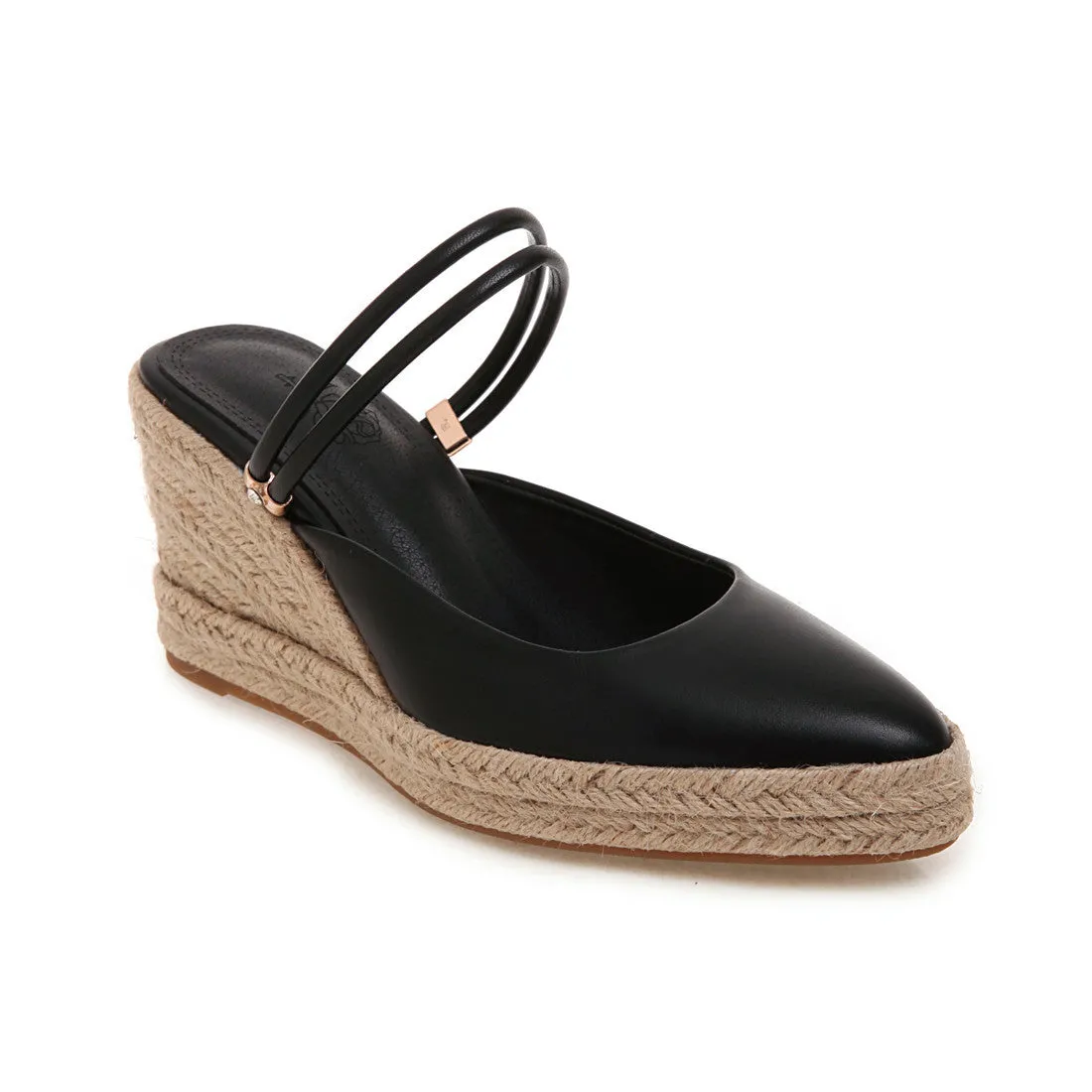 Women's summer espadrille wedge slides Backless closed toe slip on espadrilles