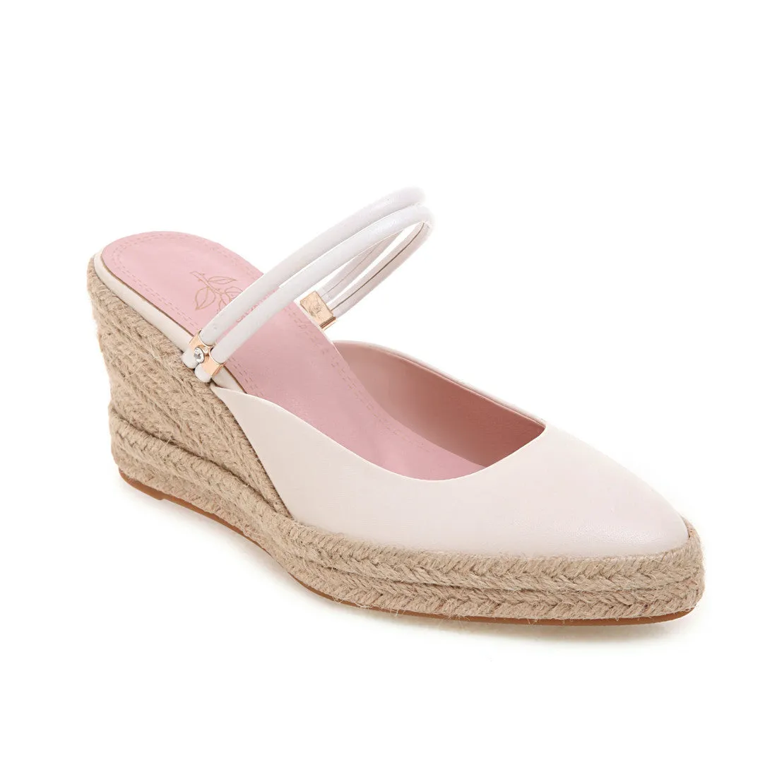Women's summer espadrille wedge slides Backless closed toe slip on espadrilles