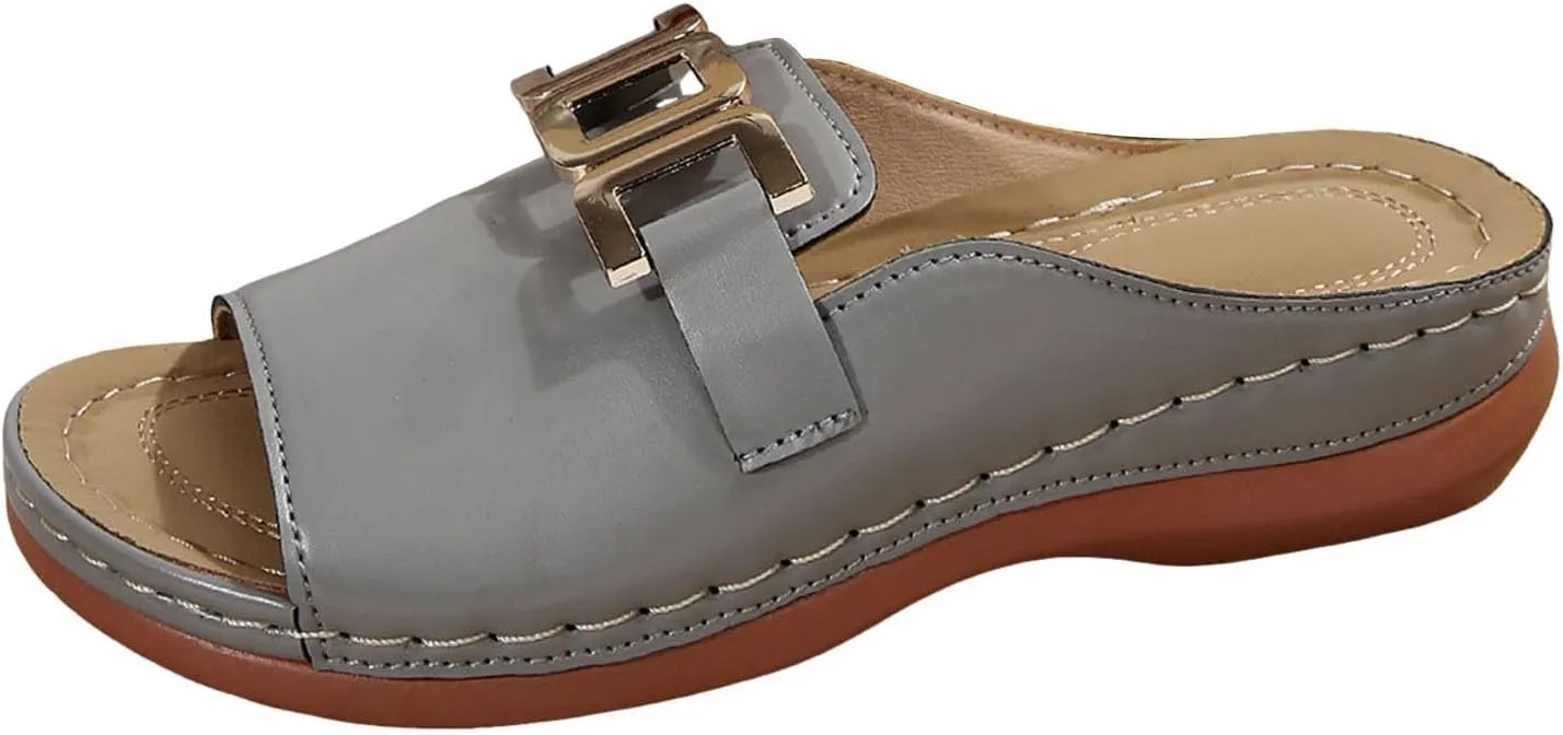 Womens Wedge Sandals Open Toe Orthopedic Elegant Versatile Bohemian Comfortable Walking Slip on Arch Support Trendy Casual Travel Shoes Dress Sandals