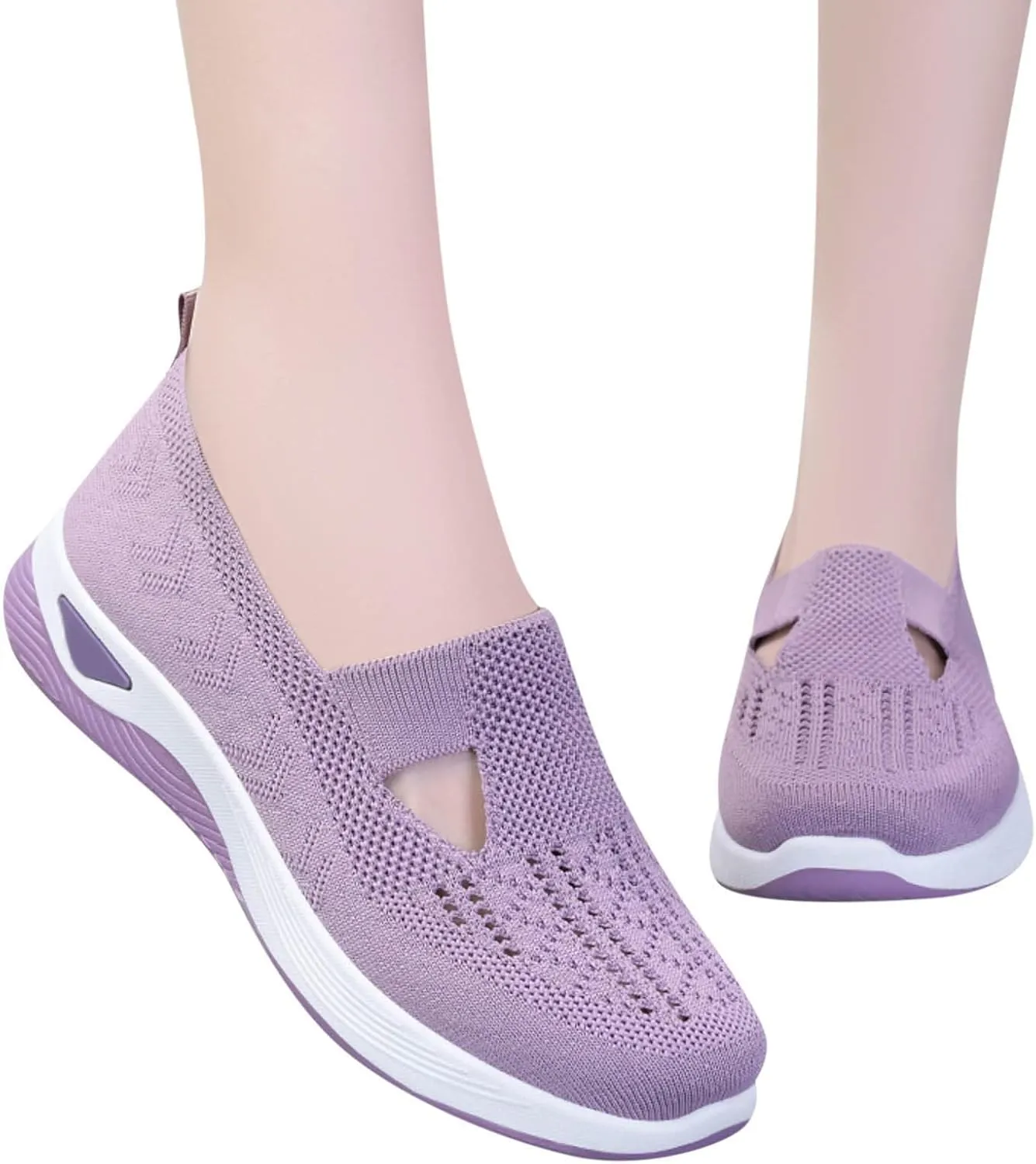 Women's Woven Orthopedic Breathable Soft Shoes Tennis Shoes Womens Comfortable White Casual Shoes Slip On Sneakers White Tennis Shoe Cross Trainer Shoe
